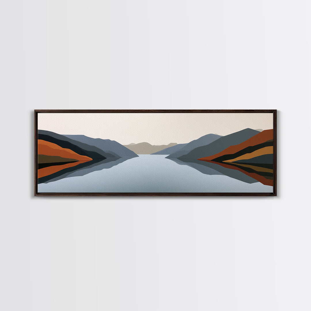 Minimal Fjord Landscape Canvas Print, Scandinavian Art, Boho Decor, Living Room Decor, Fine Art, Nordic, Luxury Decor, SCA-3x1-66