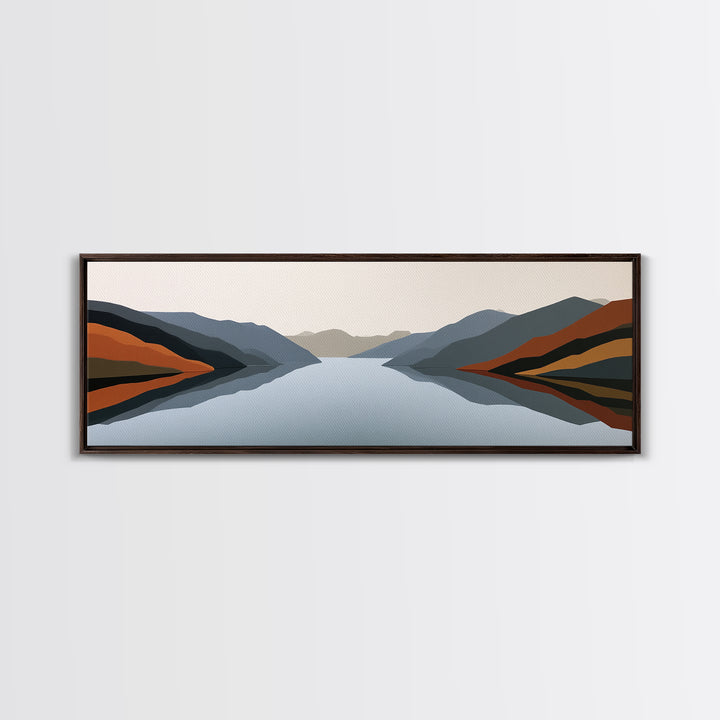 Minimal Fjord Landscape Canvas Print, Scandinavian Art, Boho Decor, Living Room Decor, Fine Art, Nordic, Luxury Decor, SCA-3x1-66