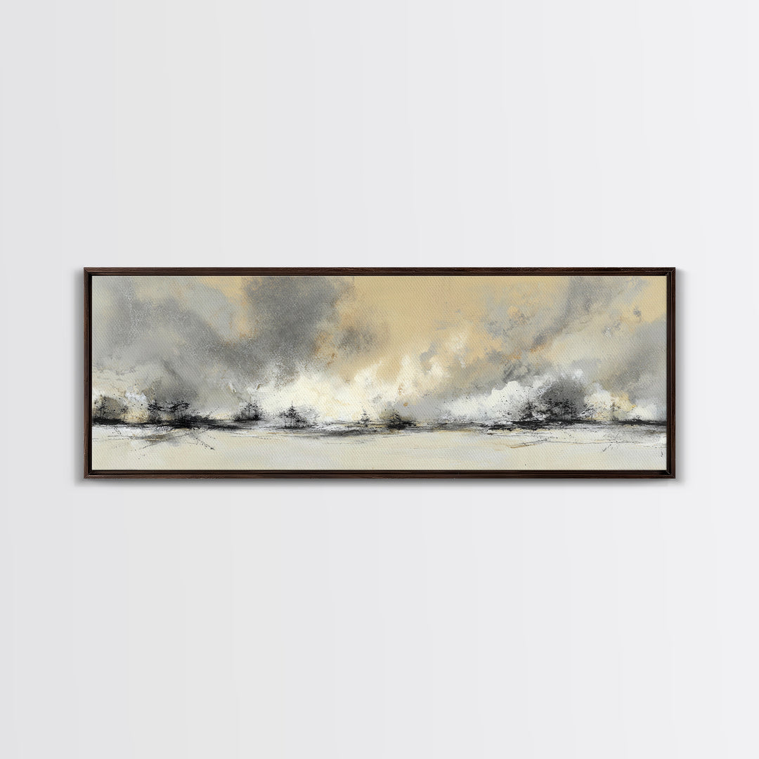 Soft Beige Geometric Abstraction Framed Canvas Print, Scandinavian Art, Canvas Art, Living Room Decor, Fine Art, Nordic, SCA-3x1-67