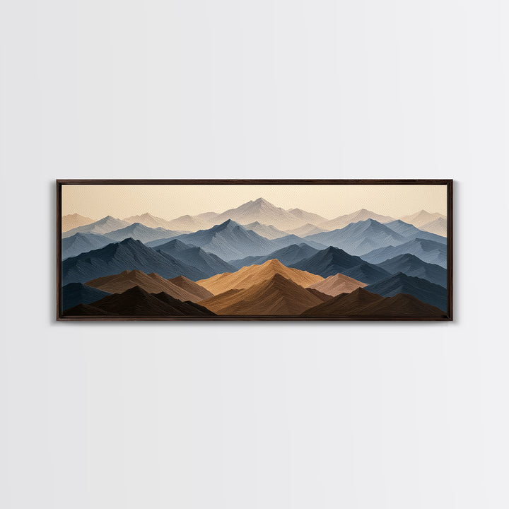 Muted Mountain Layers Framed Canvas Print, Scandinavian Art, Decor, Living Room Decor, Fine Art, Nordic, Printable Art, SCA-3x1-72