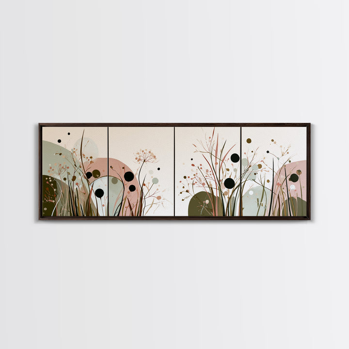 Minimal Meadow Flowers Framed Canvas Print, Scandinavian Art, Living Room Wall Art, Living Room Decor, Fine Art, Nordic, SCA-3x1-74