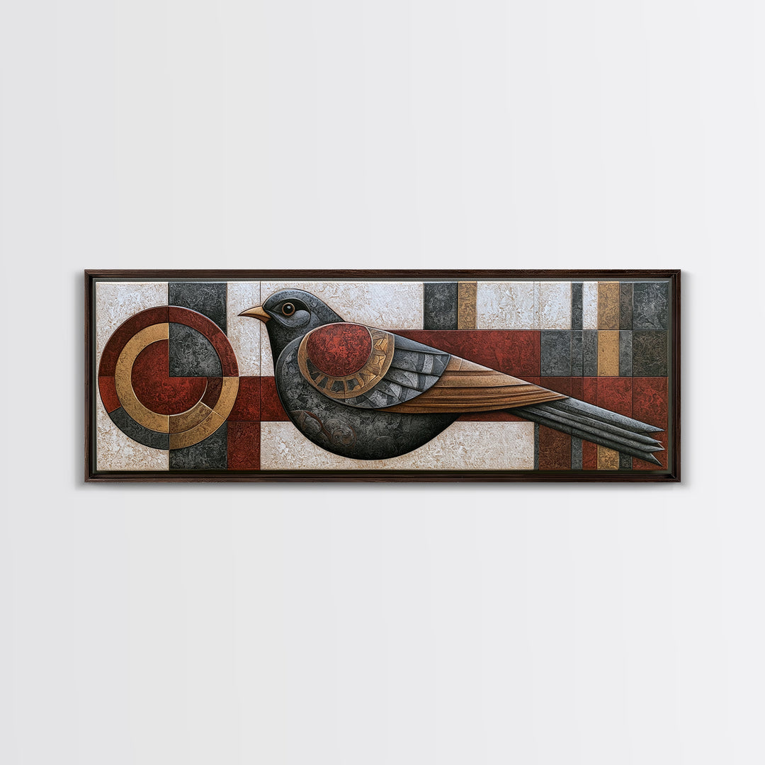 Nordic Folk Bird Canvas Print, Scandinavian Art, Farmhouse Decor, Living Room Decor, Fine Art, Nordic, Gallery Decor, SCA-3x1-75