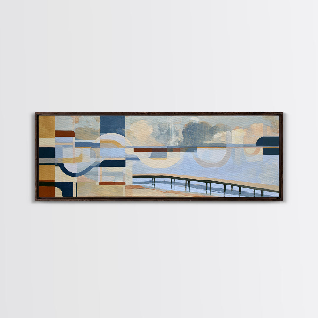 Calm Lake Dock Framed Canvas Print, Scandinavian Art, Living Room Decor, Fine Art, Nordic, Gallery Decor, Neutral Decor, SCA-3x1-79