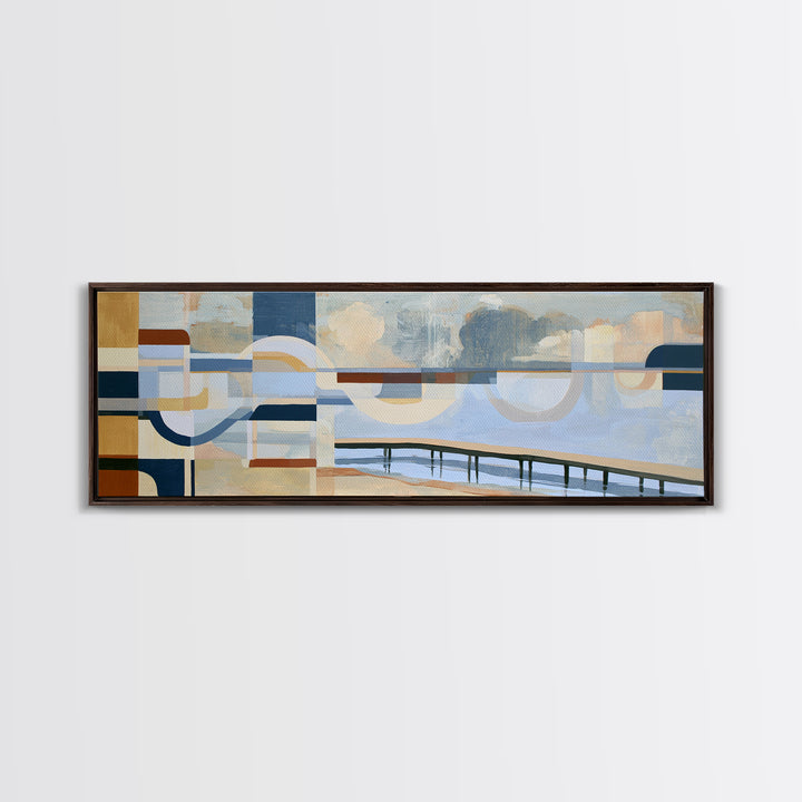 Calm Lake Dock Framed Canvas Print, Scandinavian Art, Living Room Decor, Fine Art, Nordic, Gallery Decor, Neutral Decor, SCA-3x1-79