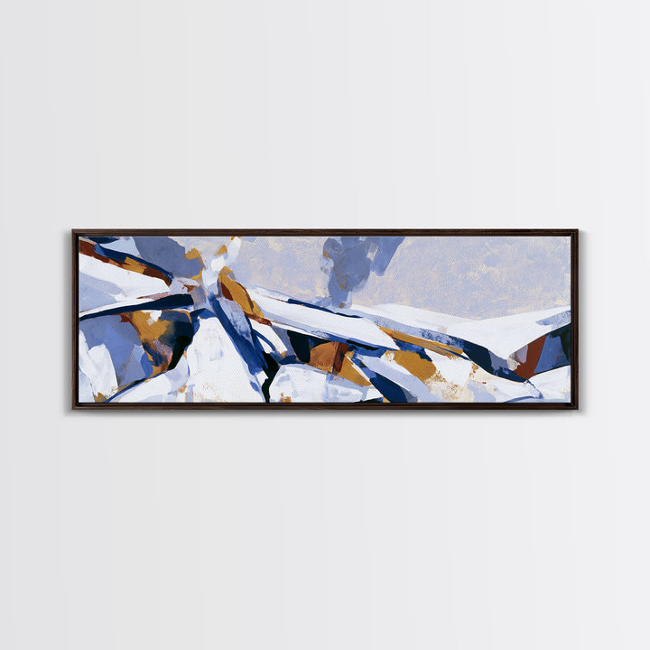 Winter Cabin Smoke Framed Canvas Print, Scandinavian Art, Modern Wall Art, Living Room Decor, Nordic, Statement Artwork, SCA-3x1-82