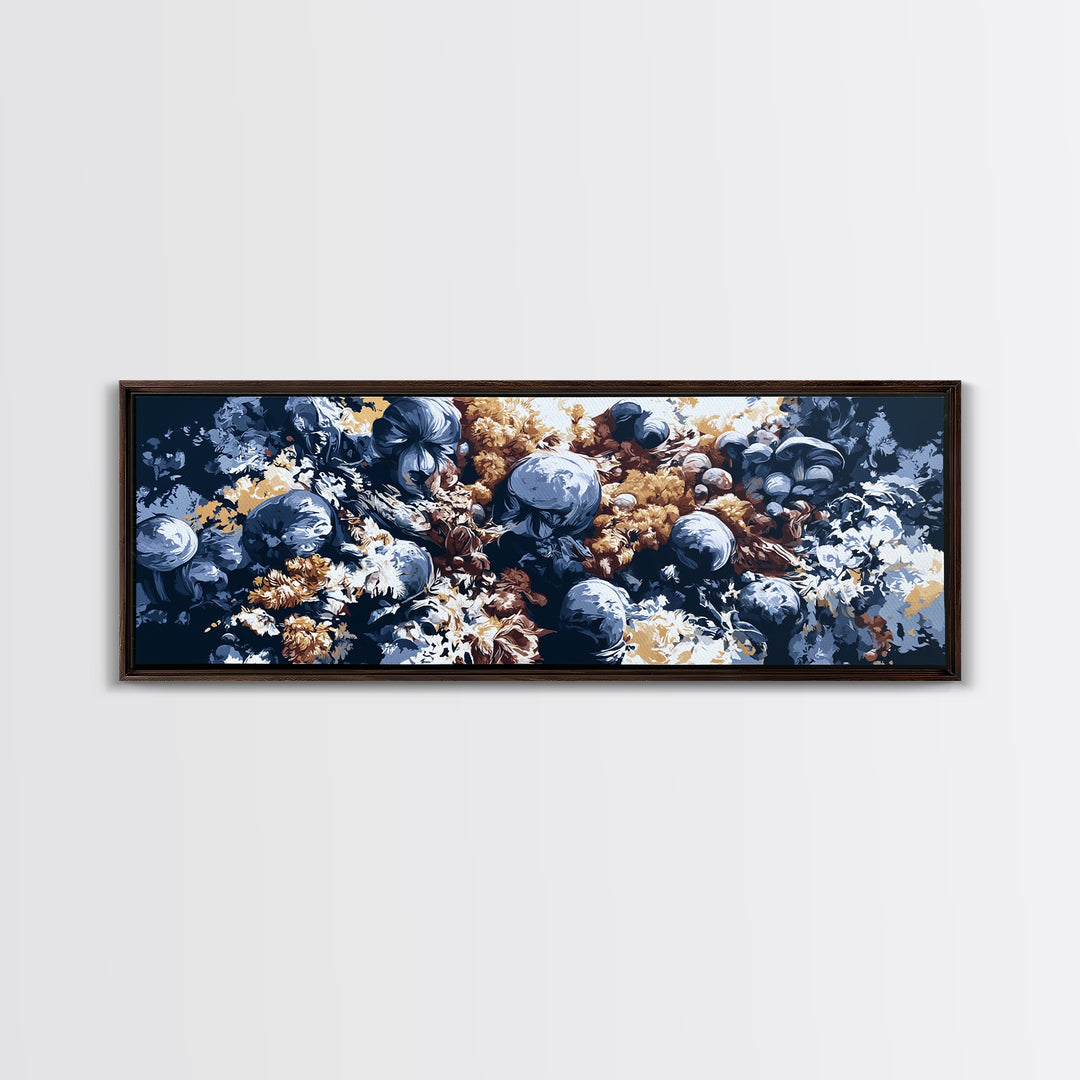 Simple Mushroom and Moss Forest Study Canvas Print, Scandinavian Art, Art, Living Room Decor, Fine Art, Nordic, Abstract Art, SCA-3x1-88