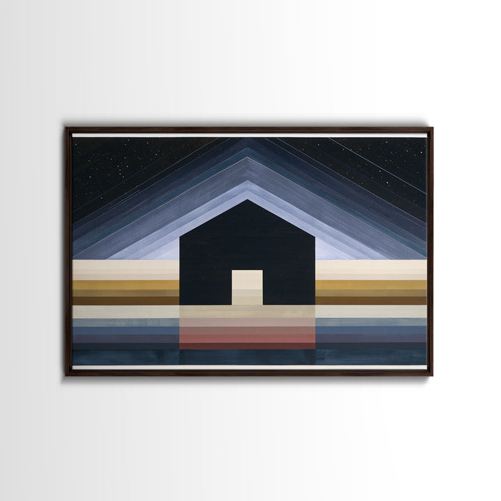 Simple Black House Shape Canvas Print, Scandinavian Art, Art, Living Room Decor, Abstract Art, Nordic, Canvas Art, SCA-3x2-11