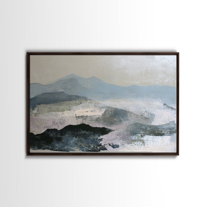 Muted Mountain Layers Canvas Print, Scandinavian Art, Neutral Decor, Living Room Decor, Oil Painting, Nordic, Wall Decor, SCA-3x2-12