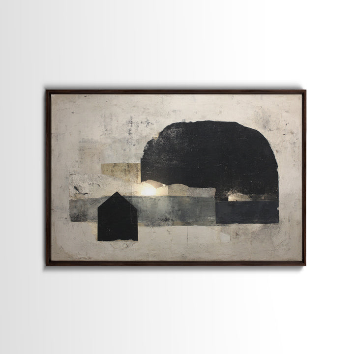 Minimal Meadow Flowers Framed Canvas Print, Scandinavian Art, Living Room Decor, Oil Painting, Nordic, Gallery Decor, SCA-3x2-14