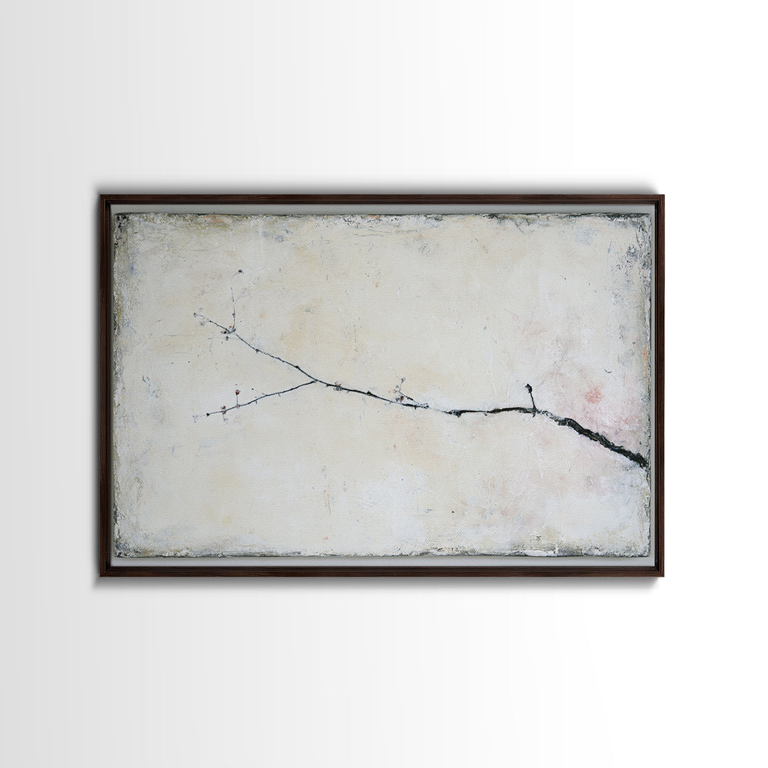 Single Black Branch on Warm White Background Canvas Print, Scandinavian Art, Statement Artwork, Living Room Decor, Nordic, SCA-3x2-24