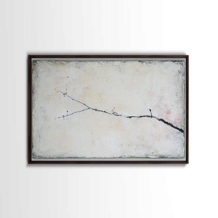 Single Black Branch on Warm White Background Canvas Print, Scandinavian Art, Statement Artwork, Living Room Decor, Nordic, SCA-3x2-24