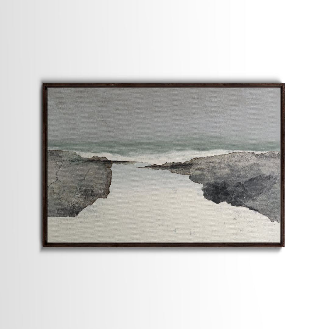 Minimal Fjord Landscape Canvas Print, Scandinavian Art, Floral Wall Art, Living Room Decor, Oil Painting, Nordic, SCA-3x2-30