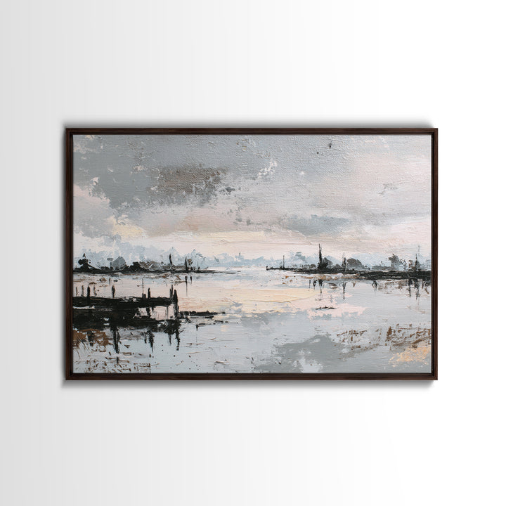 Reindeer Silhouette in Snowy Landscape Canvas Print, Scandinavian Art, Modern Art, Living Room Decor, Fine Art, Nordic, SCA-3x2-34
