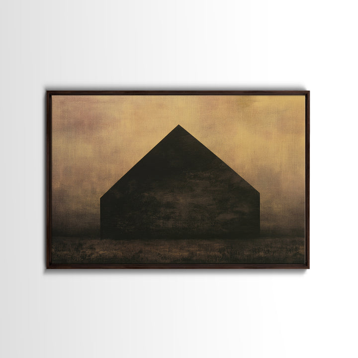 Simple Black House Shape Framed Canvas Print, Scandinavian Art, Mid Century Modern, Living Room Decor, Abstract Art, Nordic, SCA-3x2-35