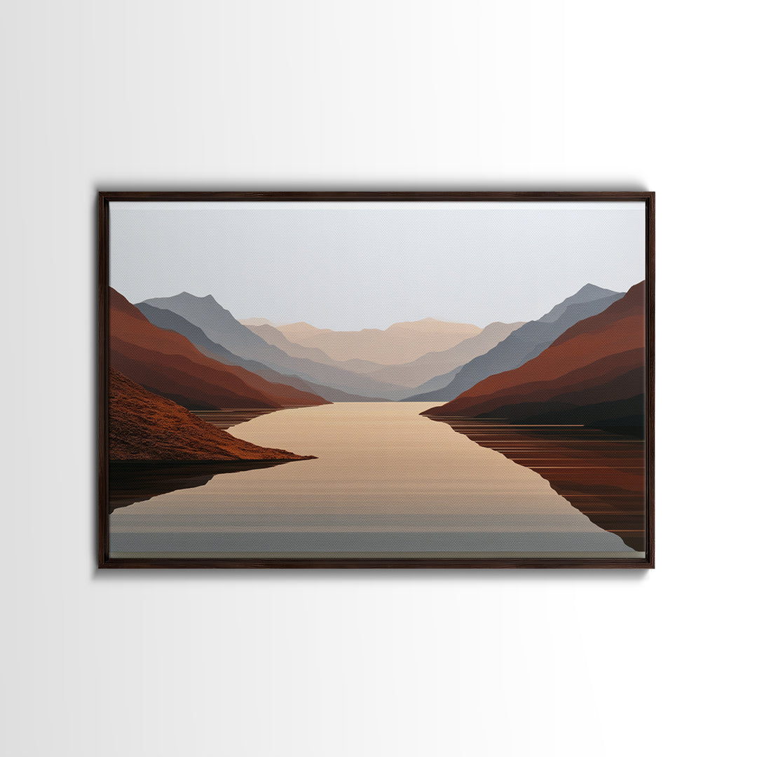 Minimal Fjord Landscape Canvas Print, Scandinavian Art, Floral Wall Art, Living Room Decor, Oil Painting, Nordic, SCA-3x2-54