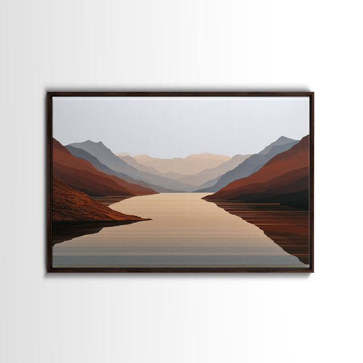 Minimal Fjord Landscape Canvas Print, Scandinavian Art, Floral Wall Art, Living Room Decor, Oil Painting, Nordic, SCA-3x2-54