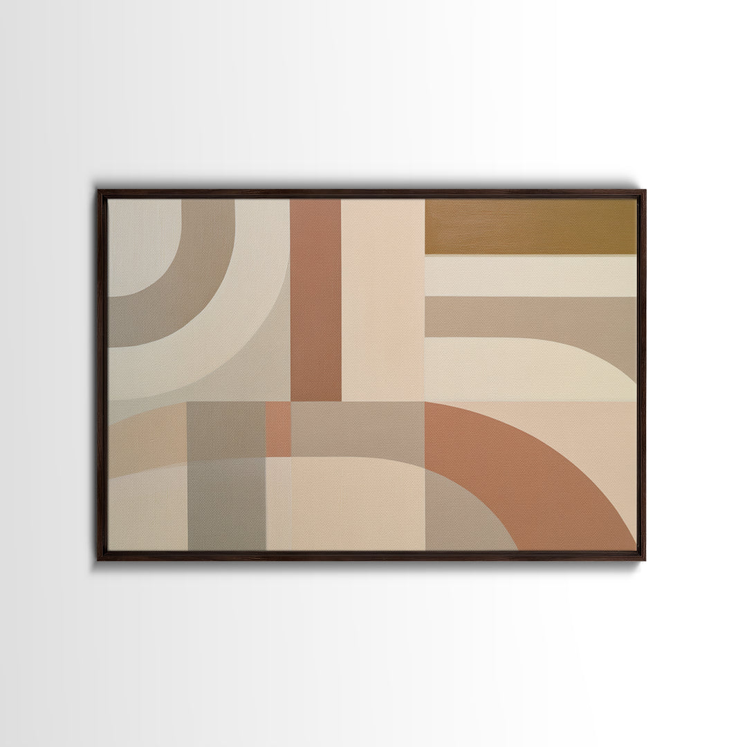 Soft Beige Geometric Abstraction Framed Canvas Print, Scandinavian Art, Modern Wall Art, Living Room Decor, Fine Art, Nordic, SCA-3x2-7