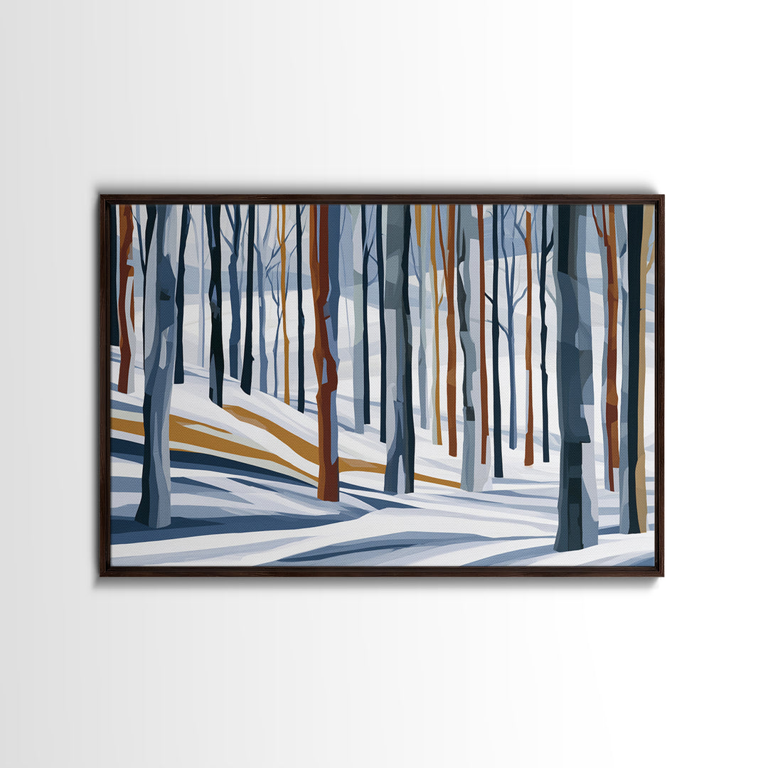 Snowy Nordic Forest Framed Canvas Print, Scandinavian Art, Decor, Living Room Decor, Fine Art, Nordic, Printable Art, SCA-3x2-77