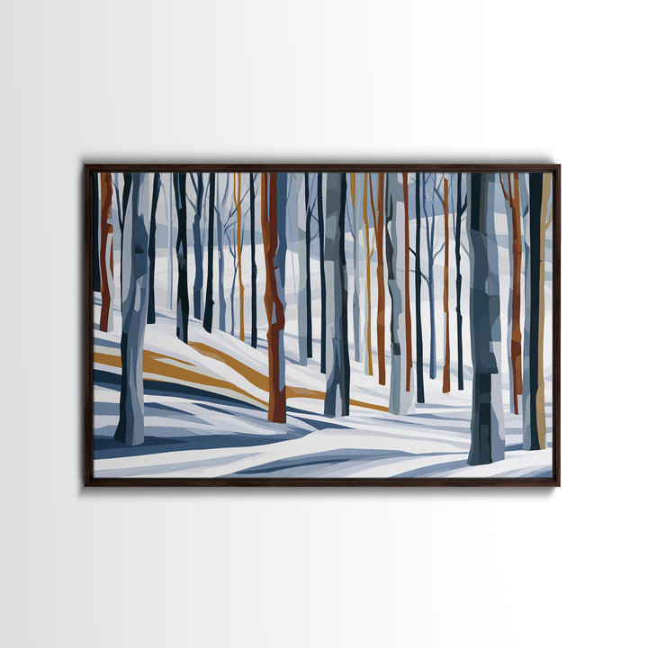 Snowy Nordic Forest Framed Canvas Print, Scandinavian Art, Decor, Living Room Decor, Fine Art, Nordic, Printable Art, SCA-3x2-77