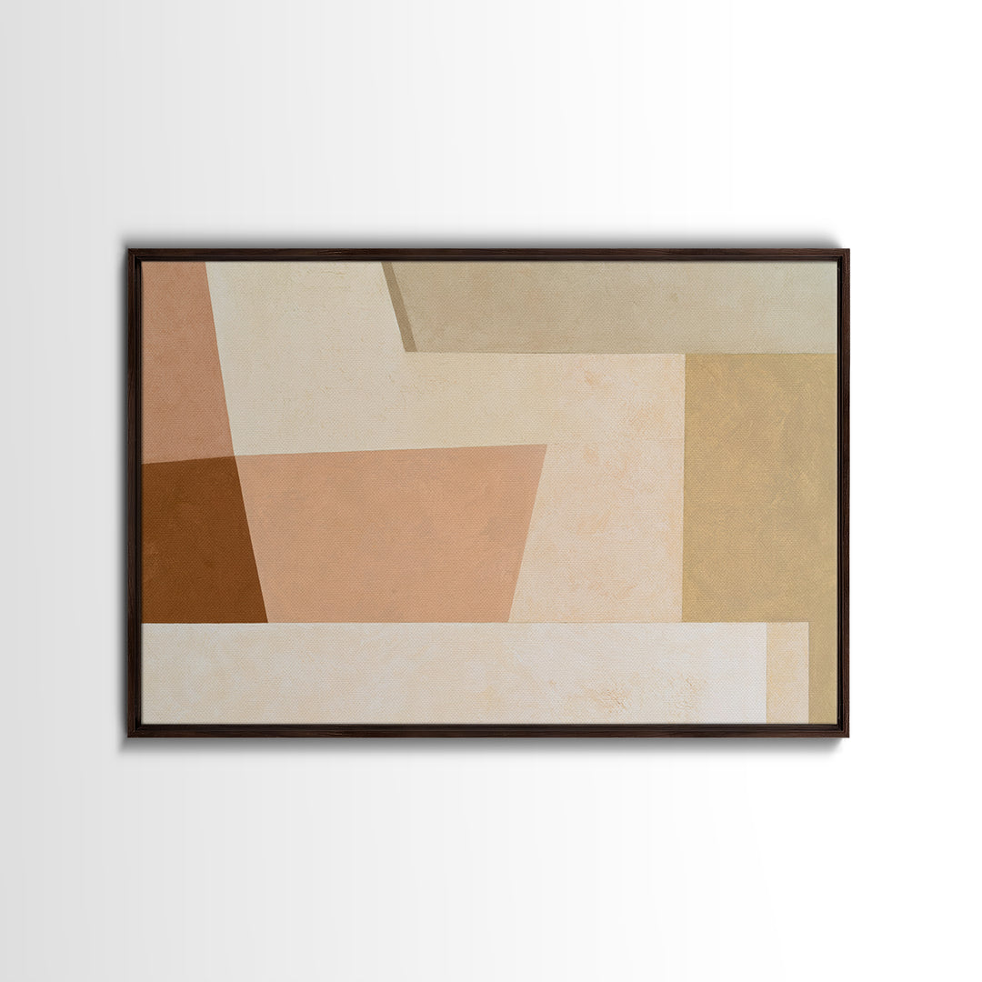 Soft Beige Geometric Abstraction Framed Canvas Print, Scandinavian Art, Living Room Decor, Abstract Art, Nordic, SCA-3x2-79