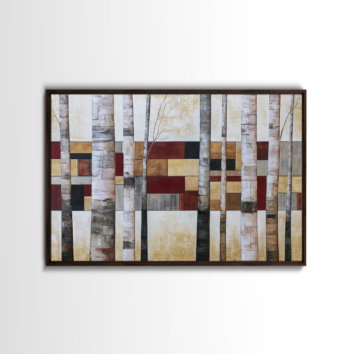 Birch Tree Trunks Framed Canvas Print, Scandinavian Art, Wall Art, Living Room Decor, Fine Art, Nordic, Large Wall Art, SCA-3x2-85