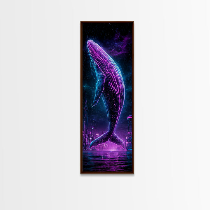 Cosmic Whale Swimming Through Deep Space Canvas Print, Scifi Art, Fantasy Art, Living Room Decor, Fine Art, Orbit, SCI-1x3-100