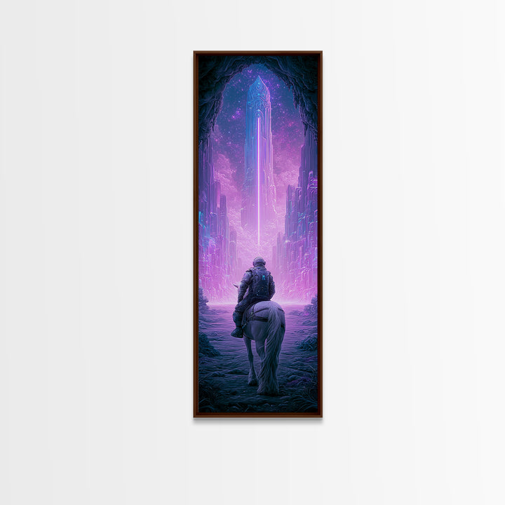 Space Explorer Horse Rider on Distant Planet Canvas Print, Scifi Art, Living Room Art, Living Room Decor, Fine Art, Orbit, SCI-1x3-33