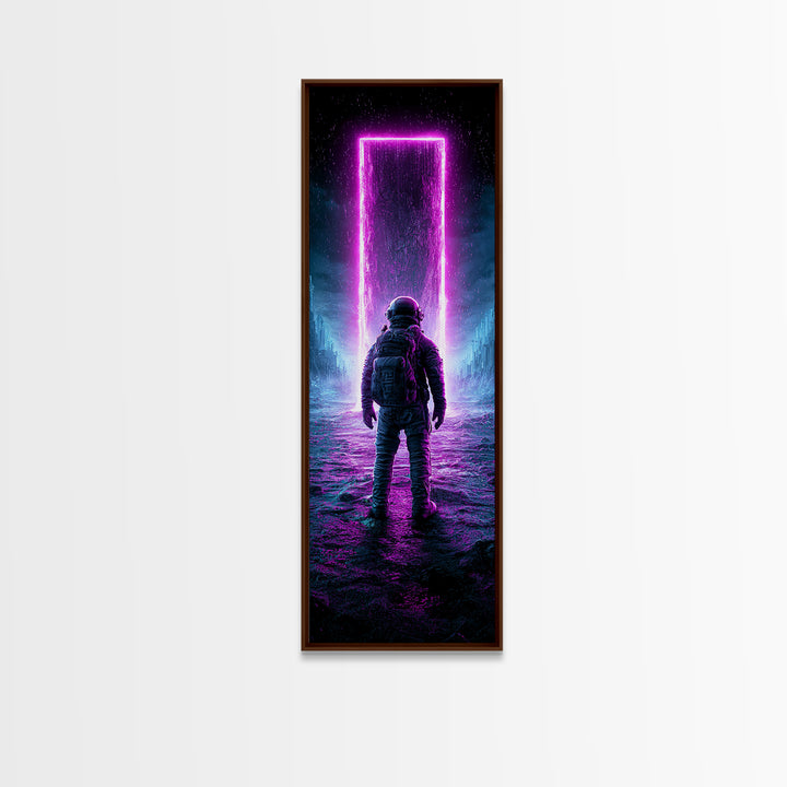 Astronaut Standing Before a Glowing Monolith Canvas Print, Scifi Art, Gallery Decor, Living Room Decor, Fine Art, Orbit, SCI-1x3-38