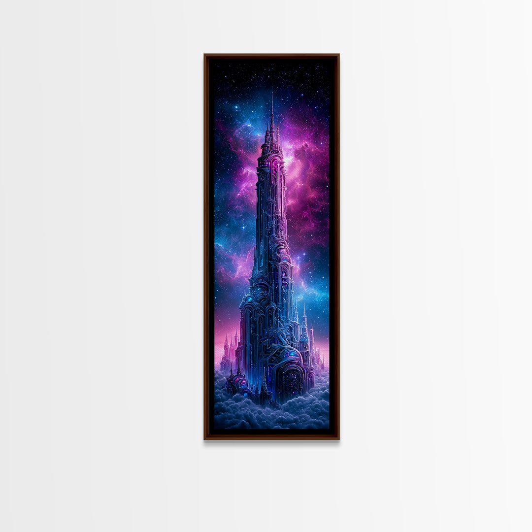 Starship Cockpit View of Nebula Clouds Framed Canvas Print, Scifi Art, Gallery Decor, Living Room Decor, Fine Art, Orbit, SCI-1x3-71