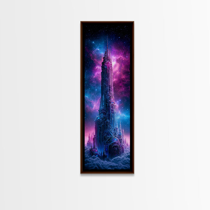 Starship Cockpit View of Nebula Clouds Framed Canvas Print, Scifi Art, Gallery Decor, Living Room Decor, Fine Art, Orbit, SCI-1x3-71