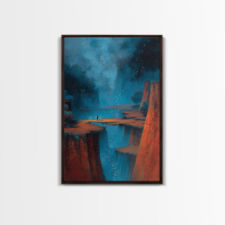 Planetary Sunrise over Ice Cliffs Framed Canvas Print, Scifi Art, Canvas Wall Art, Living Room Decor, Fine Art, Orbit, SCI-2x3-78