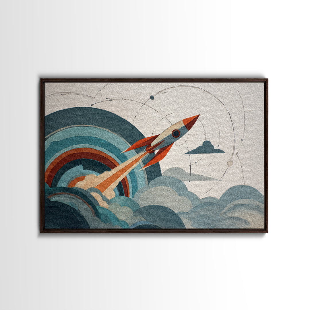 Abandoned Spacecraft Overgrown Canvas Print, Scifi Art, Pop Art, Living Room Decor, Orbit, Gallery Decor, Neutral Decor, SCI-3x2-38