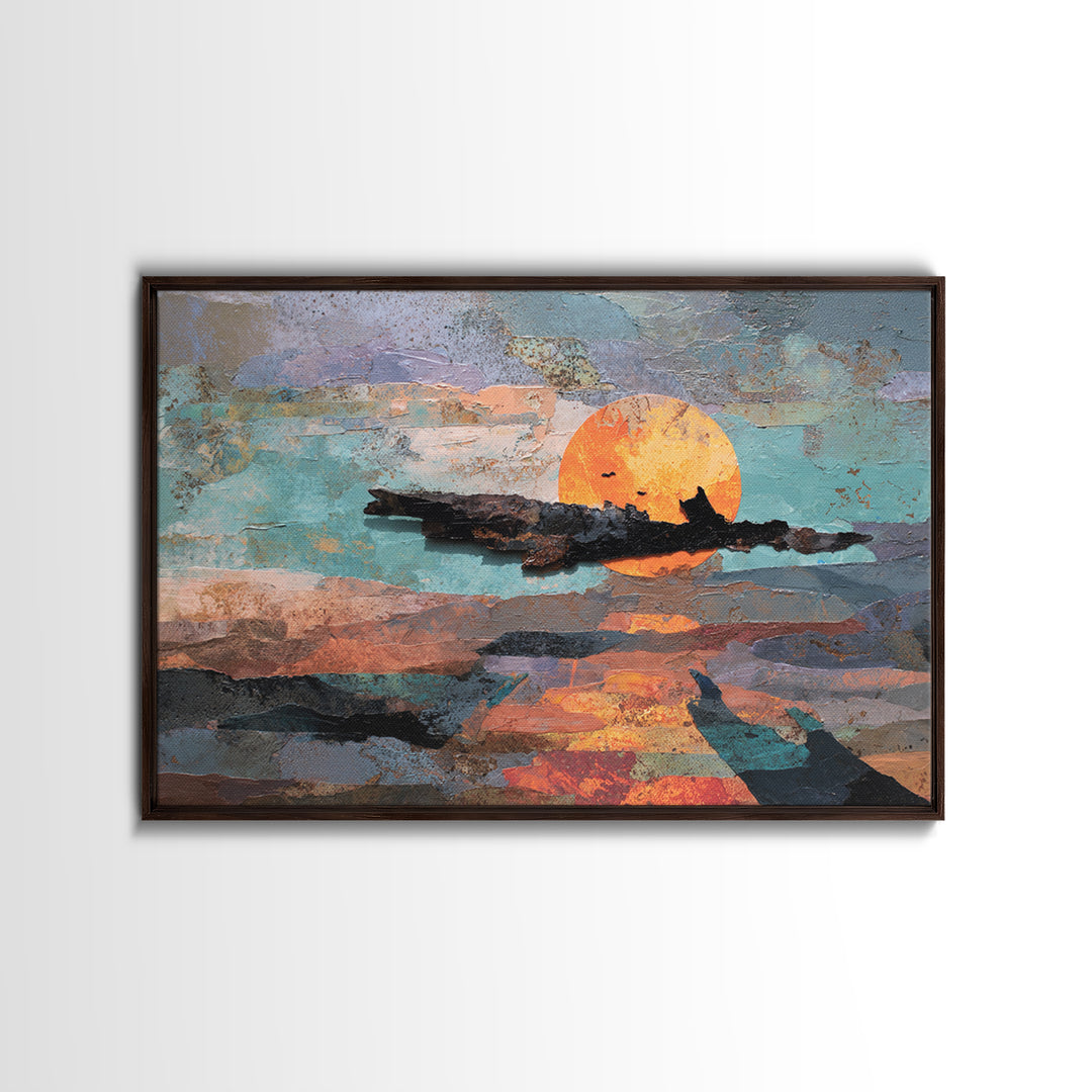 Alien Ocean with Two Moons Canvas Print, Scifi Art, Boho Decor, Living Room Decor, Fine Art, Orbit, Wall Decor, Posters, SCI-3x2-89