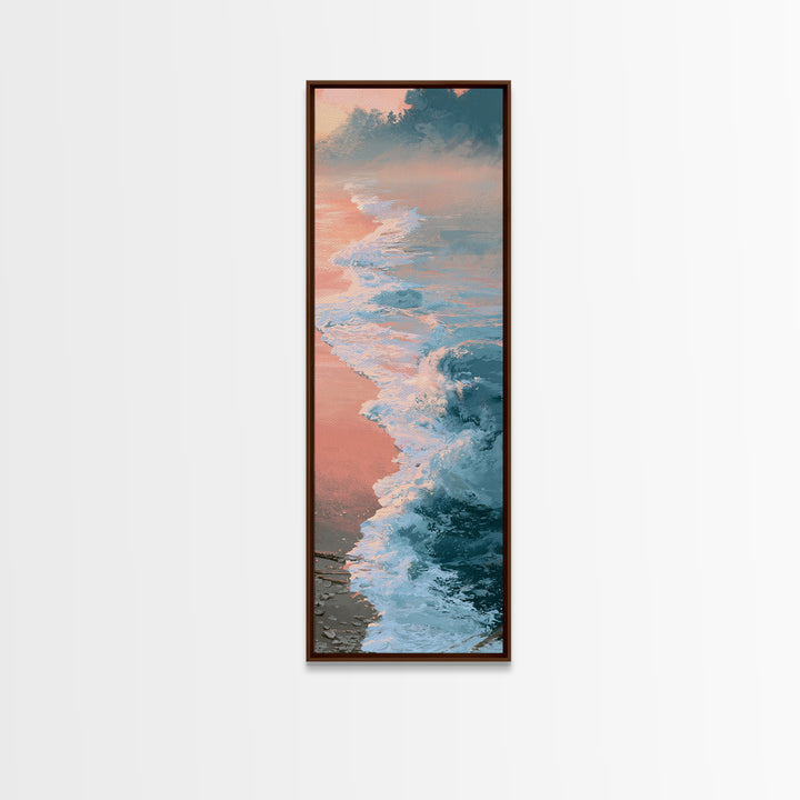 Sunset Surf Glowing Orange and Pink Canvas Print, Seascape Art, Art Print, Coastal Decor, Fine Art, Seascape, Printable Art, SEA-1x3-40