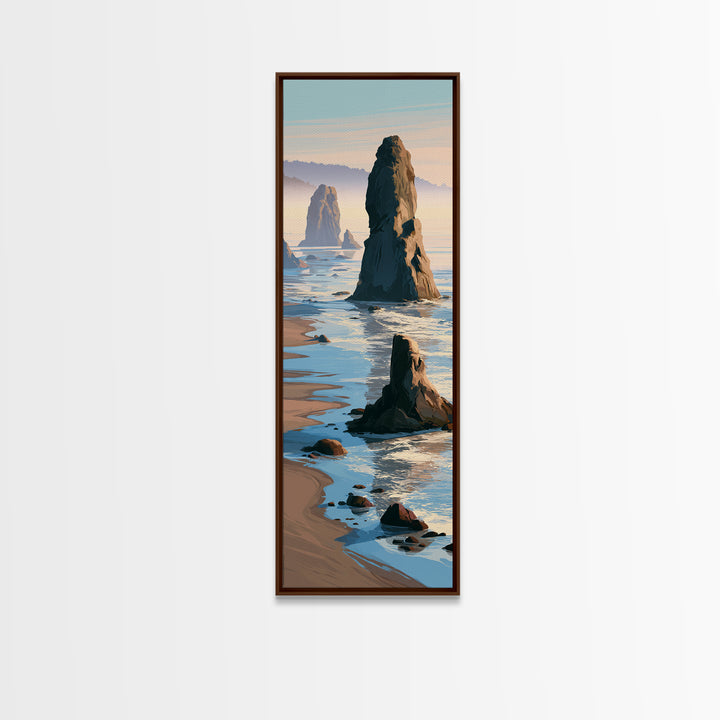 Sea Stack Rocks Canvas Print, Seascape Art, Original Art, Coastal Decor, Oil Painting, Seascape, Living Room Wall Art, SEA-1x3-55