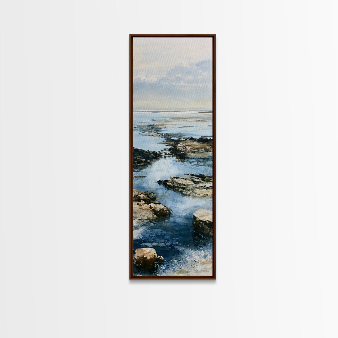 Rocky Tidepool with Reflections Canvas Print, Seascape Art, Coastal Wall Art, Coastal Decor, Fine Art, Seascape, Luxury Decor, SEA-1x3-95