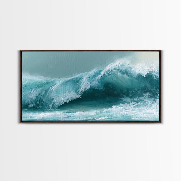 Abstract Wave Curl Framed Canvas Print, Seascape Art, Original Art, Coastal Decor, Fine Art, Seascape, Living Room Wall Art, SEA-2x1-3