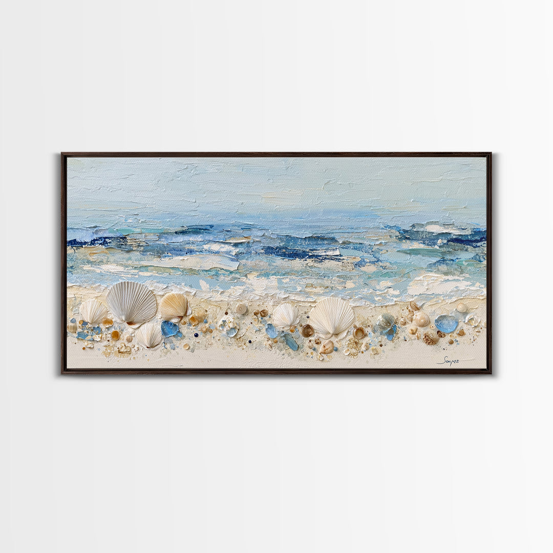 Rocky Tidepool with Reflections Framed Canvas Print, Seascape Art, Nautical Decor, Coastal Decor, Fine Art, Seascape, SEA-2x1-79