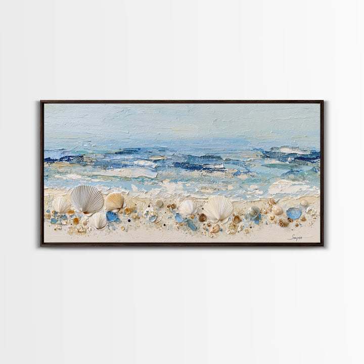 Rocky Tidepool with Reflections Framed Canvas Print, Seascape Art, Nautical Decor, Coastal Decor, Fine Art, Seascape, SEA-2x1-79