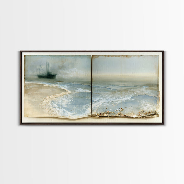 Fishing Boat Silhouette Canvas Print, Seascape Art, Wall Art, Coastal Decor, Fine Art, Seascape, Abstract Art, Bedroom Decor, SEA-2x1-82