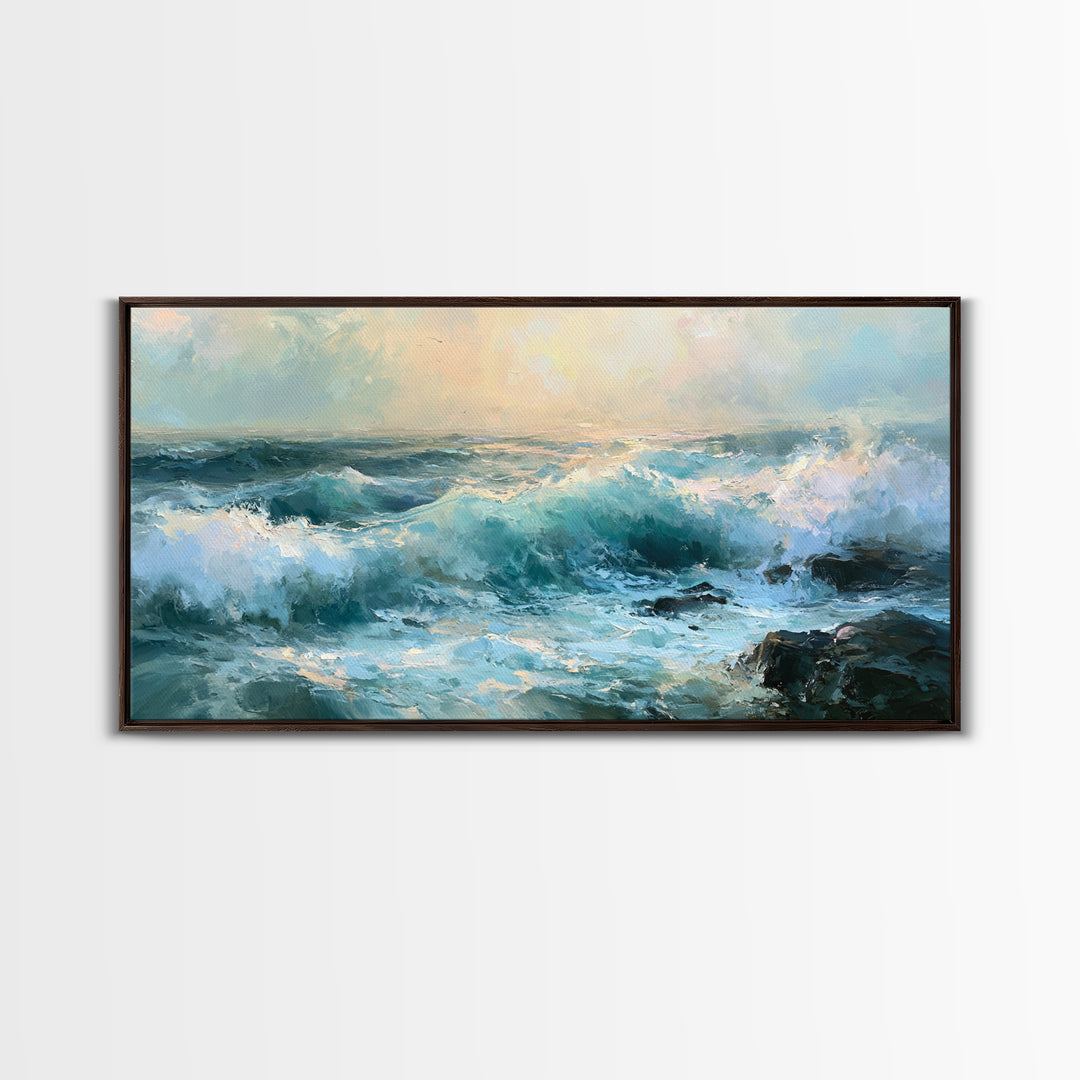 Storm Waves Crashing Canvas Print, Seascape Art, Canvas Wall Art, Coastal Decor, Fine Art, Seascape, Bedroom Wall Art, SEA-2x1-93