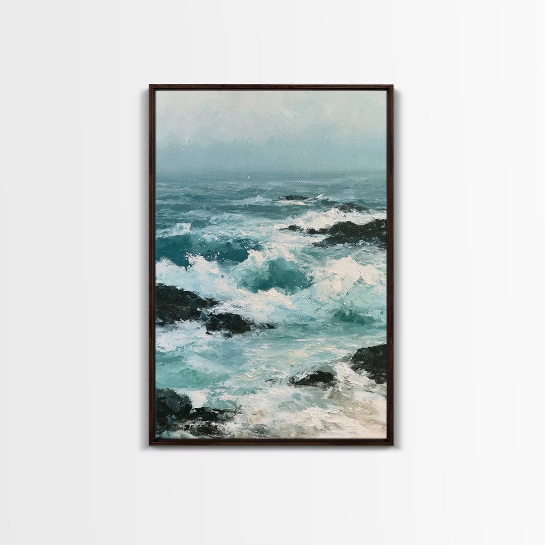 Storm Waves Crashing Canvas Print, Seascape Art, Bedroom Decor, Coastal Decor, Oil Painting, Seascape, Coastal Wall Art, SEA-2x3-57