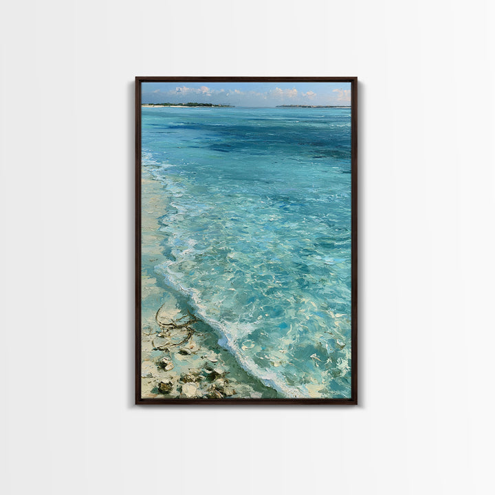 Tropical Lagoon with Transparent Shallows Canvas Print, Seascape Art, Home Decor, Coastal Decor, Oil Painting, Seascape, SEA-2x3-66