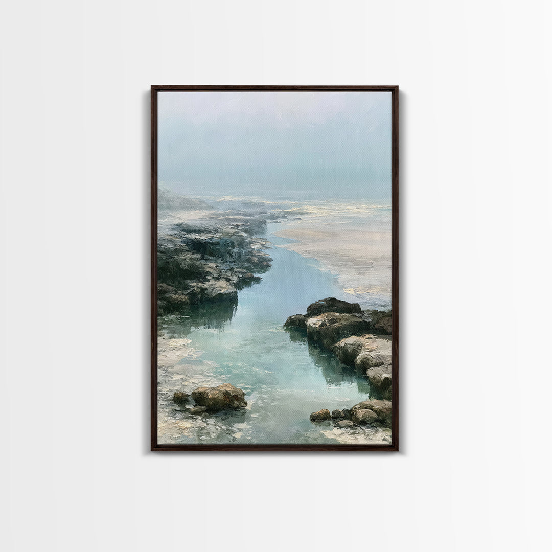 Rocky Tidepool with Reflections Canvas Print, Seascape Art, Printable Art, Coastal Decor, Fine Art, Seascape, Beach Decor, SEA-2x3-91
