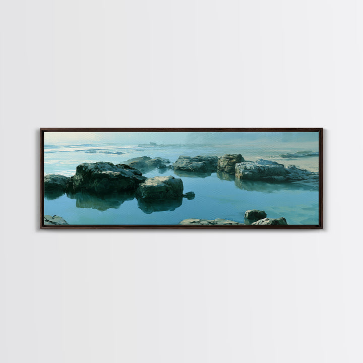 Rocky Tidepool with Reflections Canvas Print, Seascape Art, Gallery Decor, Coastal Decor, Fine Art, Seascape, Contemporary Art, SEA-3x1-3