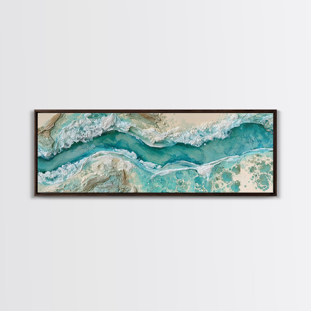 Aerial Reef Water Canvas Print, Seascape Art, Gallery Decor, Coastal Decor, Fine Art, Seascape, Contemporary Art, Wall Art, SEA-3x1-40