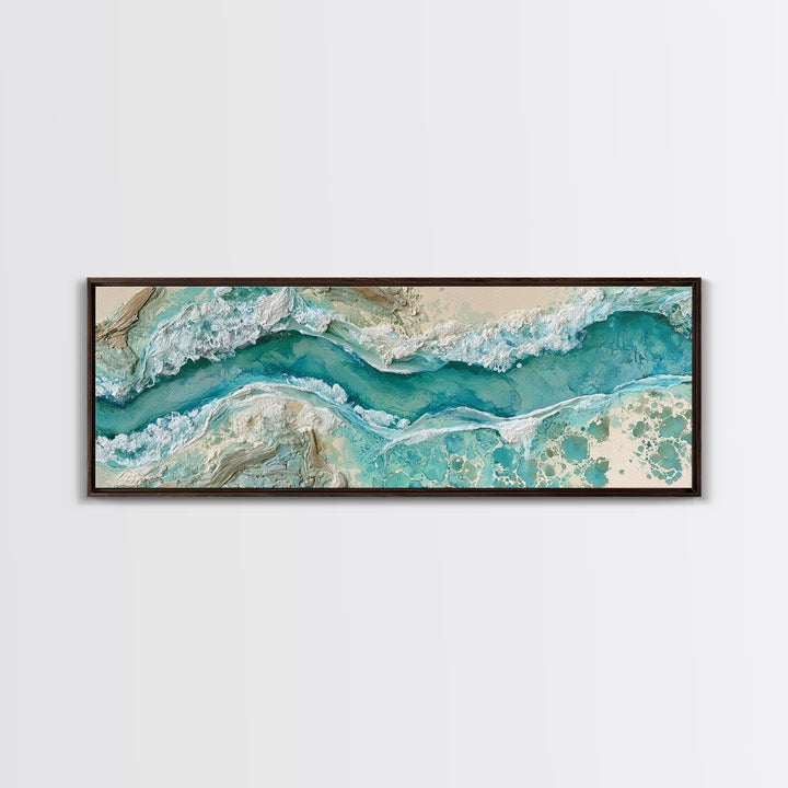 Aerial Reef Water Canvas Print, Seascape Art, Gallery Decor, Coastal Decor, Fine Art, Seascape, Contemporary Art, Wall Art, SEA-3x1-40