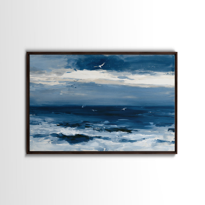 Deep Indigo Night Sea Canvas Print, Seascape Art, Abstract Art, Coastal Decor, Seascape, Nautical Decor, Coastal Wall Art, SEA-3x2-1