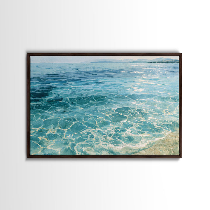 Tropical Lagoon with Transparent Shallows Framed Canvas Print, Seascape Art, Oil Painting, Coastal Decor, Fine Art, Seascape, SEA-3x2-14
