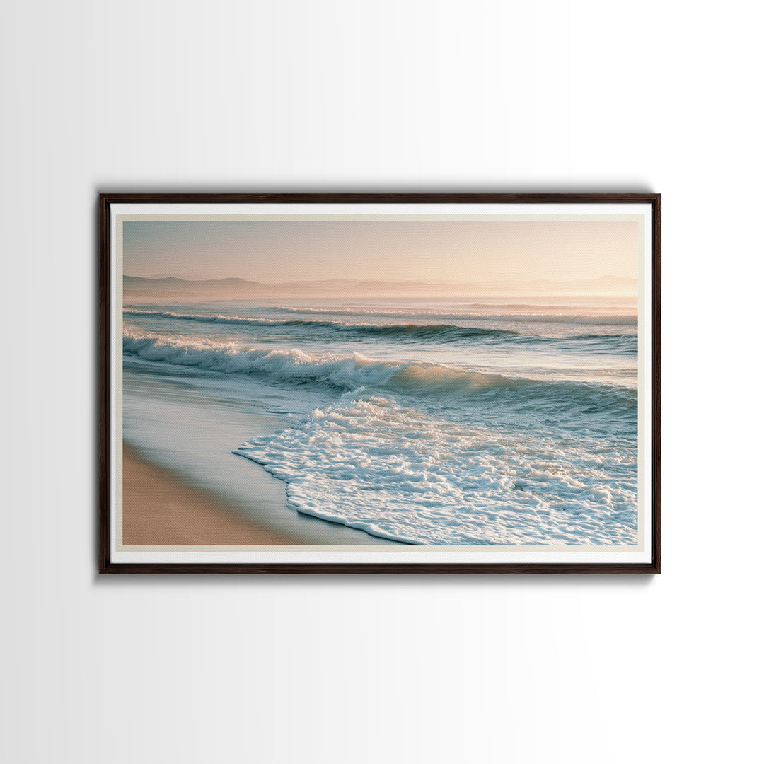 Mediterranean Harbor at Dawn Framed Canvas Print, Seascape Art, Digital Print, Coastal Decor, Oil Painting, Seascape, SEA-3x2-74